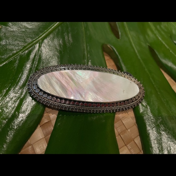 Sterling Silver & Mother of Pearl Statement Pin - Picture 2 of 3